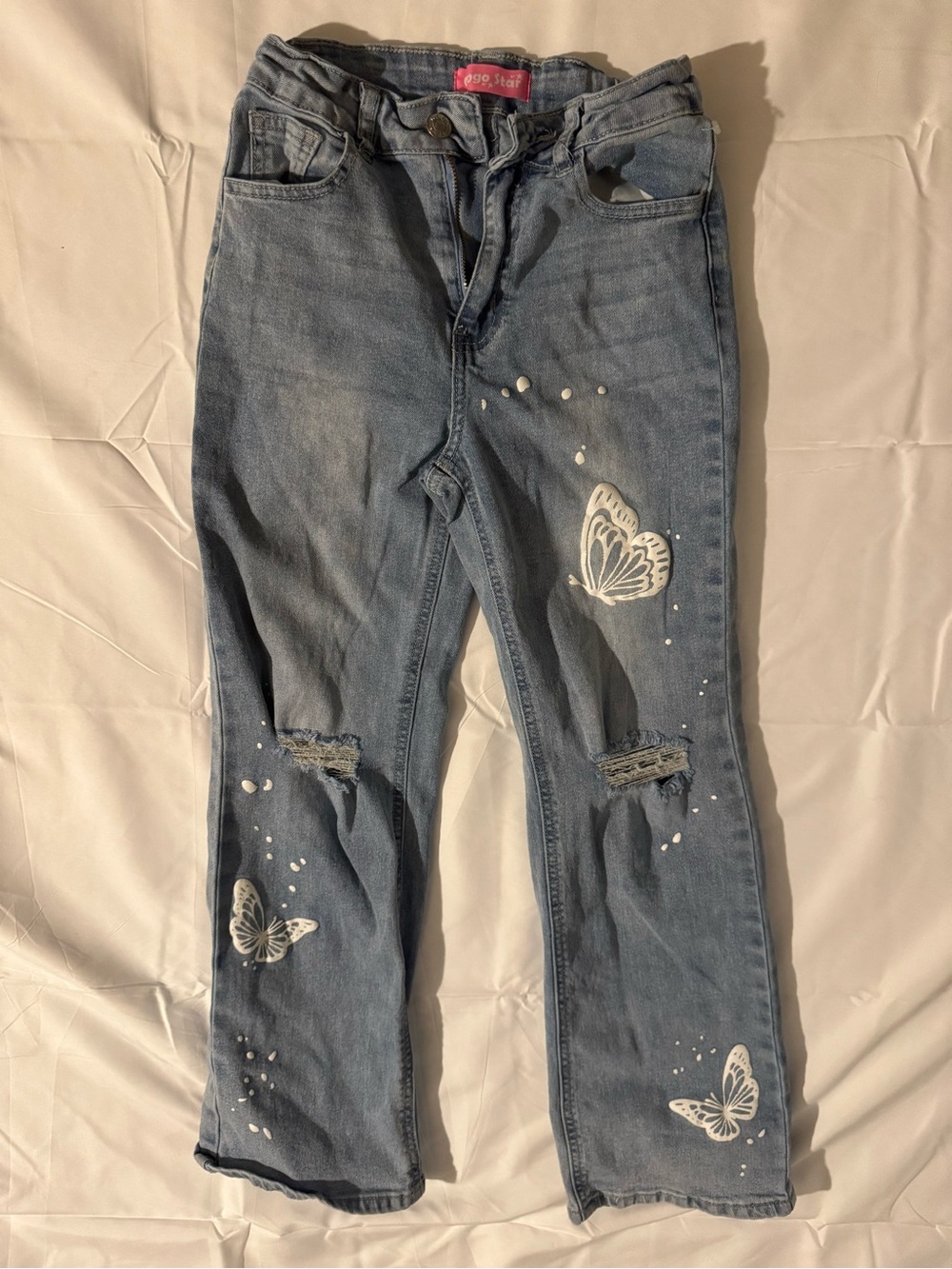 Women’s Blue Butterfly Distressed Jeans